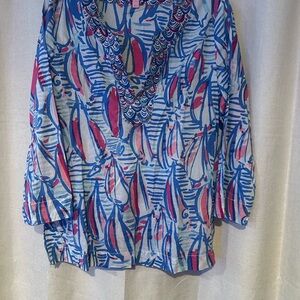 Lilly Pulitzer Blue and Pink Tunic Top